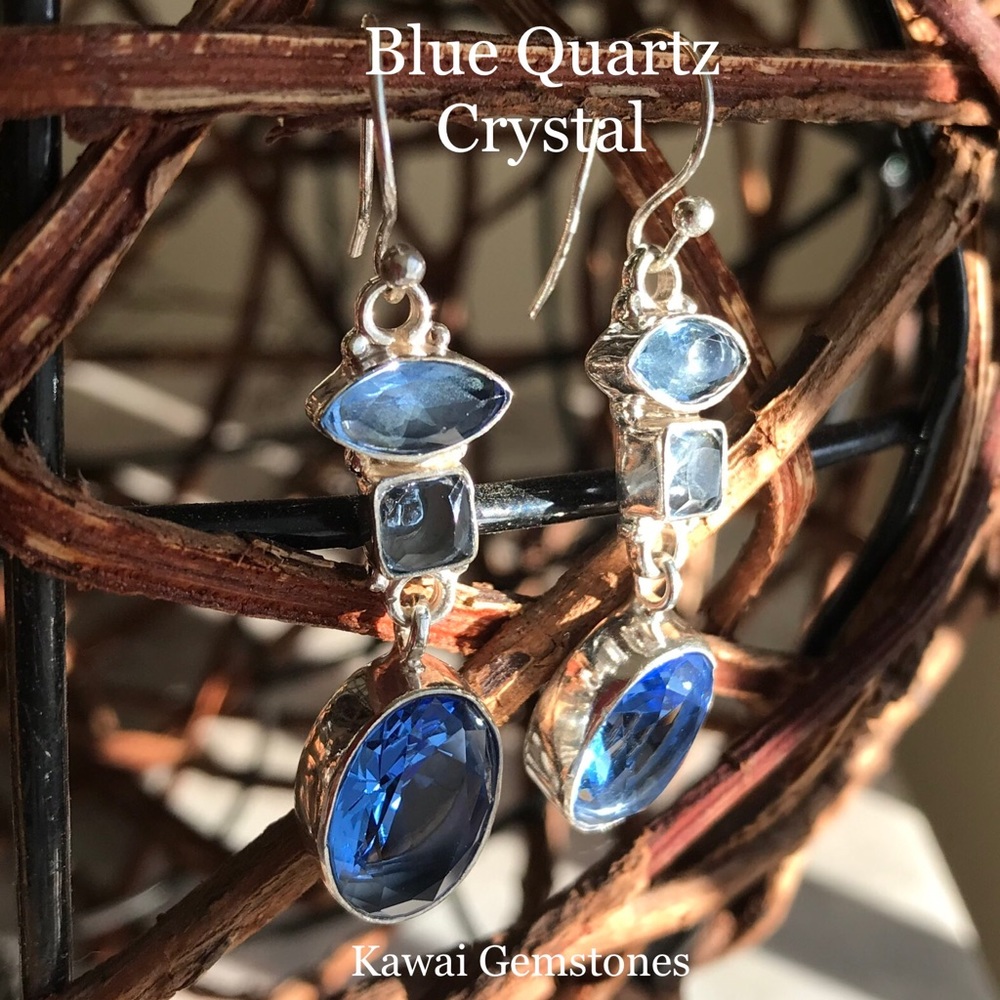 ✨Blue Quartz 925 Earrings✨Handmade✨